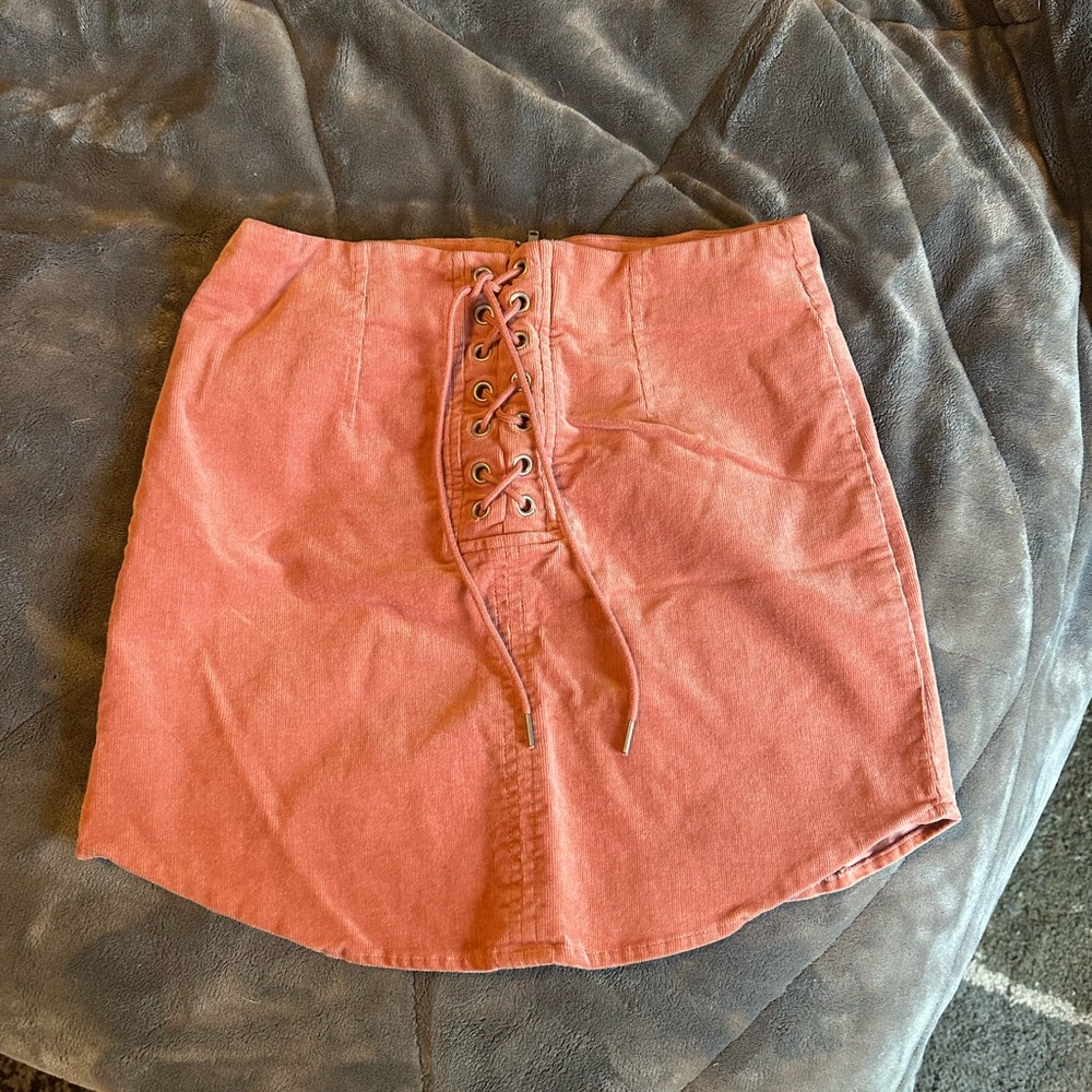 Forever 21 Pink Tie Front Mini Skirt
